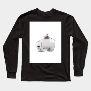 Polar Bear with Cake - Happy Birthday Long Sleeve T-Shirt